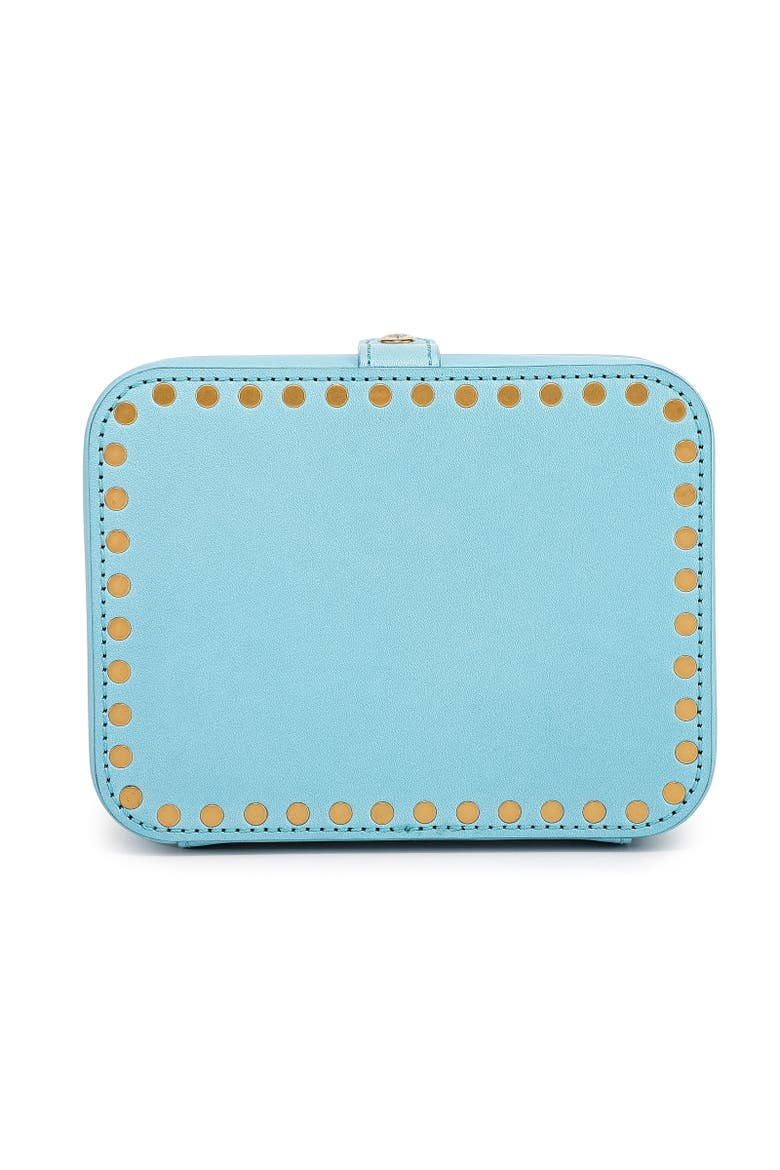 Rectangular Genuine Leather Jewelry Storage Box, Main, color, Turquoise