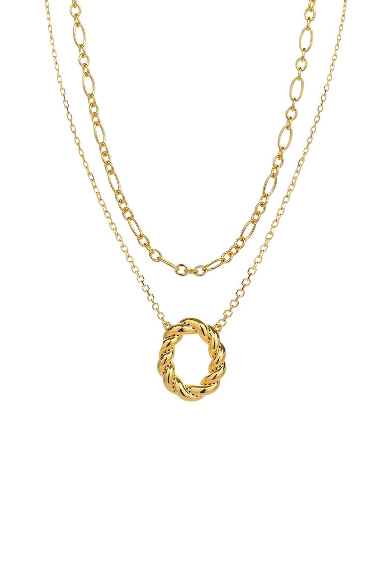 18K Gold Plated Sterling Silver Luxe Necklace Layers Set Gift Idea, Main, color, Gold