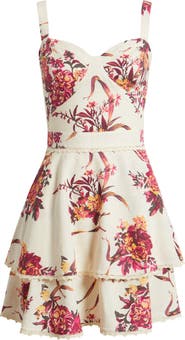 Chelsea28 Lace Detail Floral Tiered Minidress
