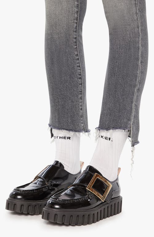 Mother The Insider Crop Step Fray Moshpit Memories Jeans In Gray
