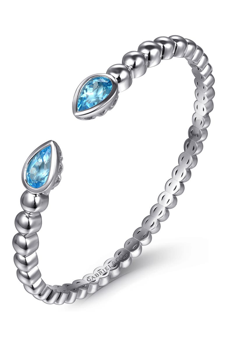 Blue Topaz Cuff Bracelet, Alternate, color, STERLING SILVER