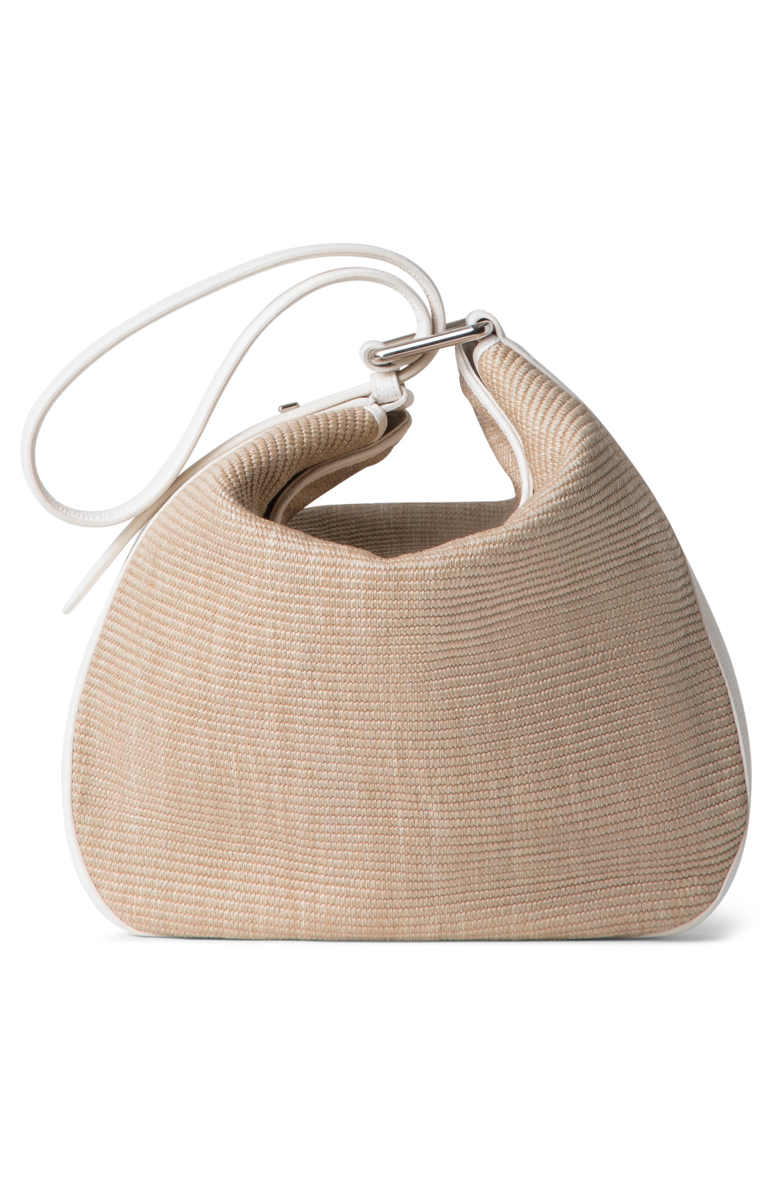 Akris Medium Anna Raffia Hobo Bag, Alternate, color, Nature/ White