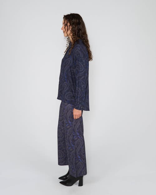 Lords Of Harlech Sophie Silk Oversized Shirt In Blue