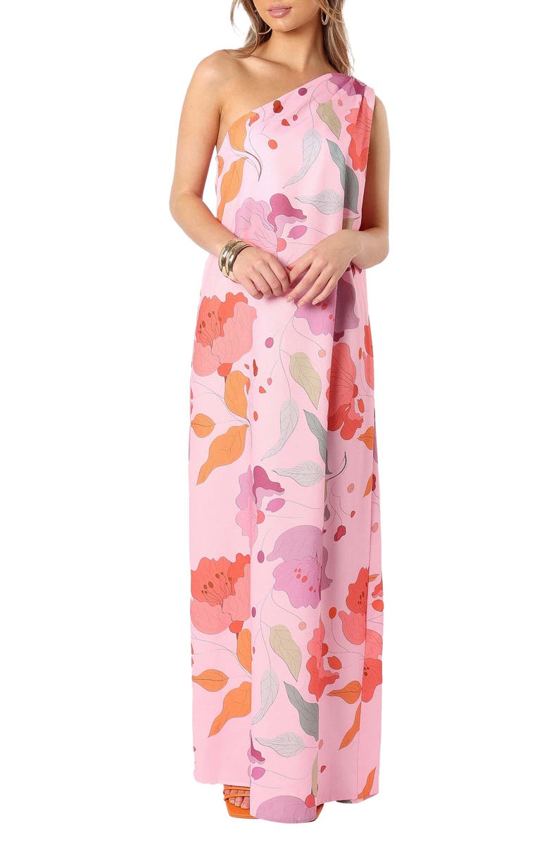 Petal & Pup Tillie Floral One-Shoulder Maxi Dress, Main, color, Pink Floral