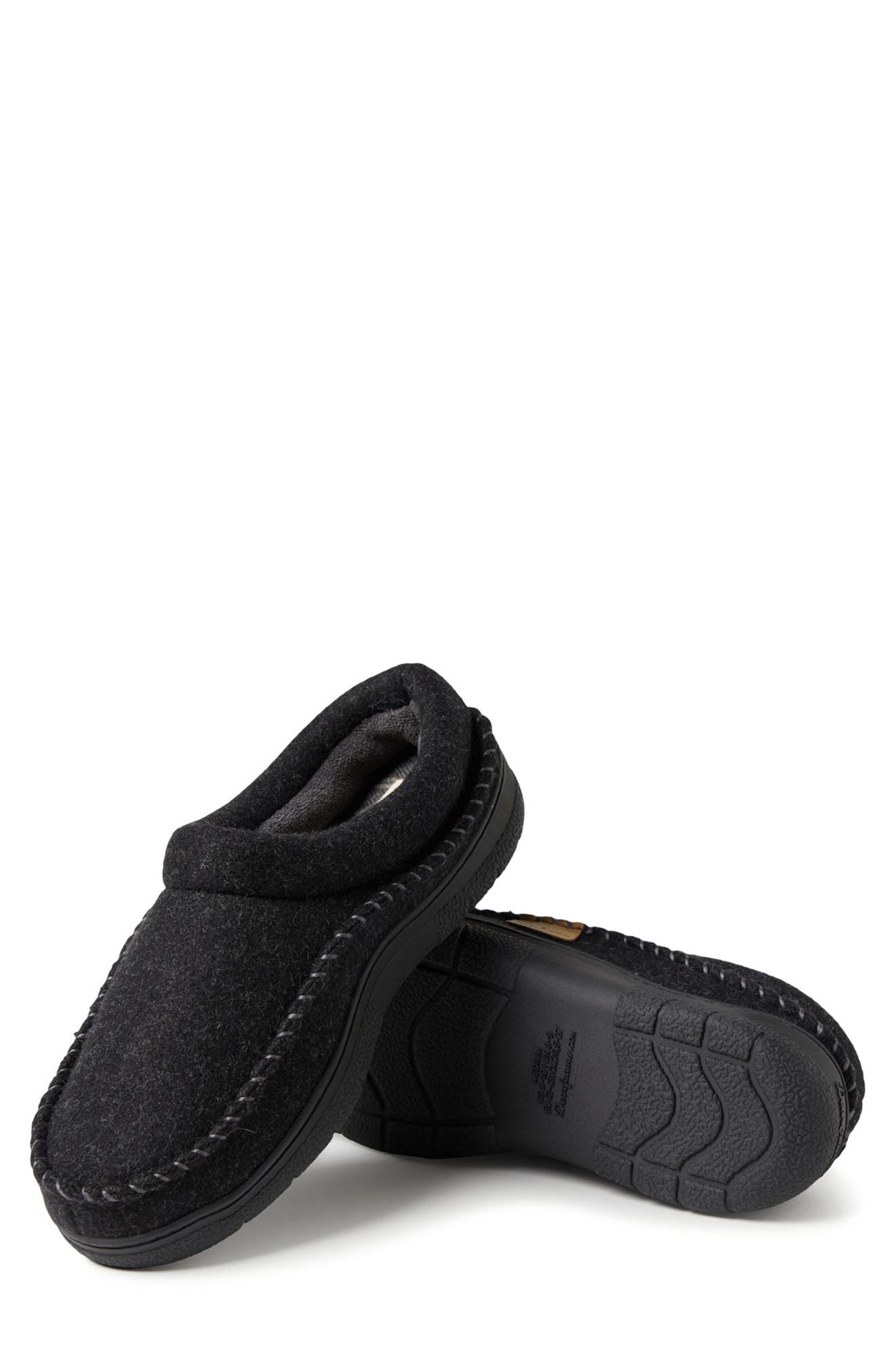 DEARFOAMS Thompson Whipstitch Trim Slipper, Alternate, color, Black