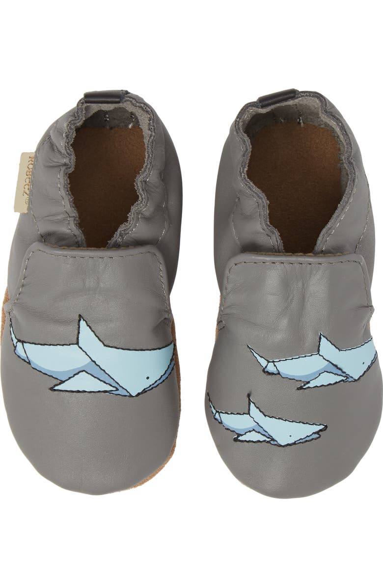 Robeez<sup>®</sup> Sharktastic Moccasin Crib Shoe, Alternate, color,