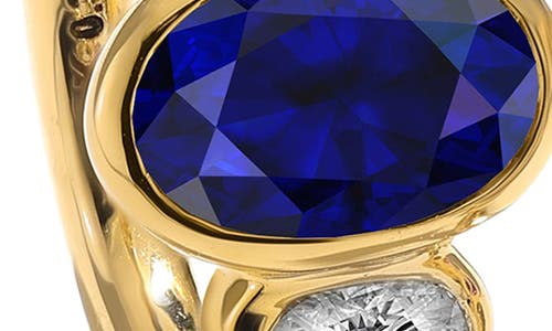 Mark Henry Three Stone Oval Cut Sapphire & Diamond Huggie Hoop Earrings In Blue