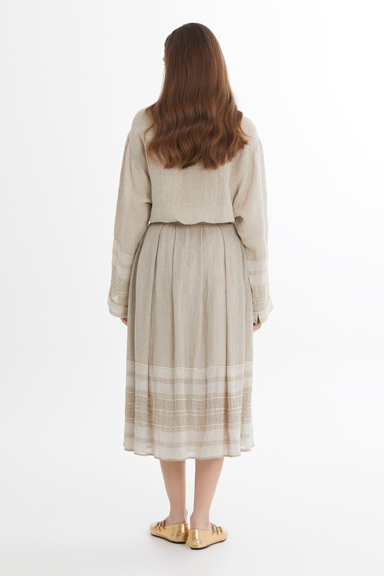 Beige Striped Midi Skirt, Alternate, color, Beige