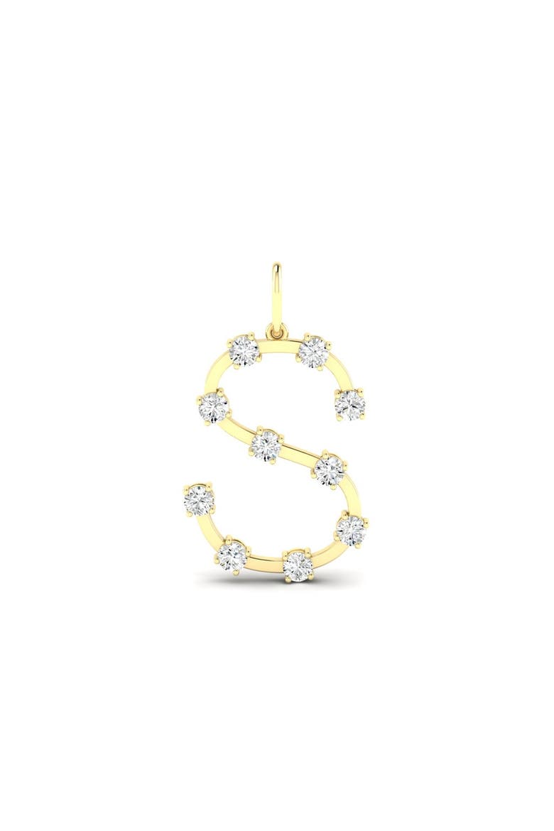 Orbit Letter "S" Lab Diamond Charm in 14K, Main, color, Yellow Gold