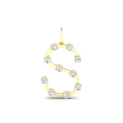 Orbit Letter "S" Lab Diamond Charm in 14K