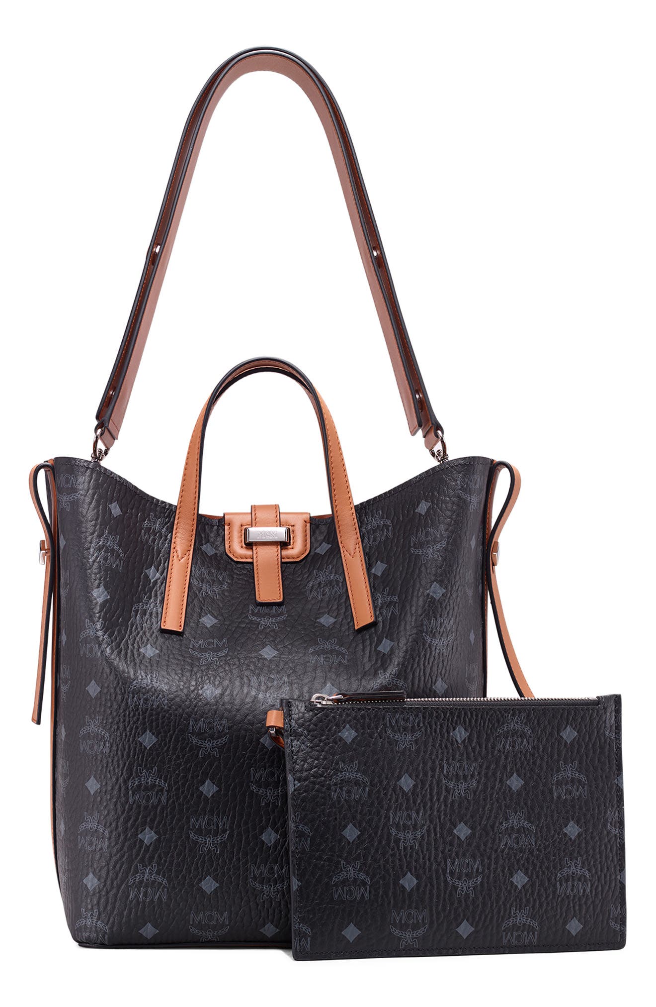 MCM Small Gunta Visetos Coated Canvas Shopper, Alternate, color, 