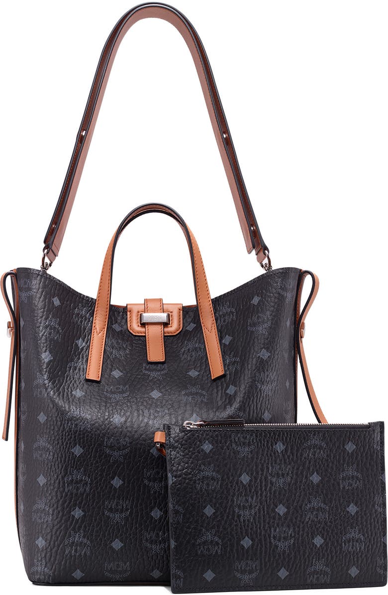 MCM Small Gunta Visetos Coated Canvas Shopper, Alternate, color,