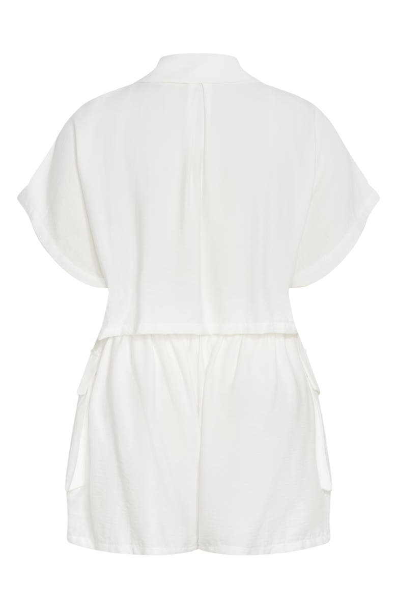 City Chic Jade Short Sleeve Playsuit, Alternate, color, Ivory