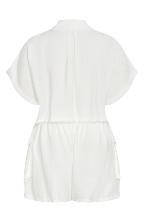 City Chic Jade Short Sleeve Playsuit In White
