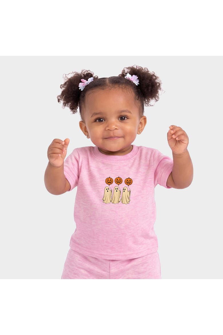 Ghosts With Pumpkins Infant Jogger Pant Crew Set, Alternate, color, Cotton Candy