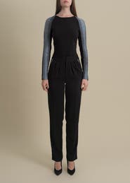 Contessa Mills Medusa Fringe Loose-Fit Double-Pleat Stretch Crepe Trousers