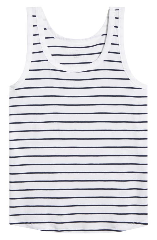 Caslonr Caslon(r) Melody Rib Tank Top In White- Navy Dolly Stripe