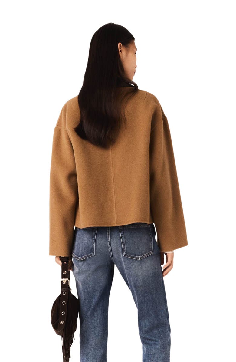 maje Double-faced coat with removable collar, Alternate, color, Camel