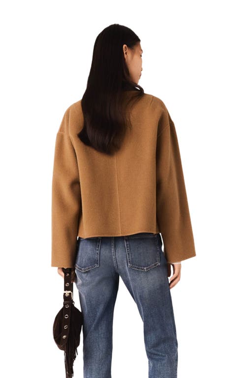 Maje Double-faced Coat With Removable Collar In Brown