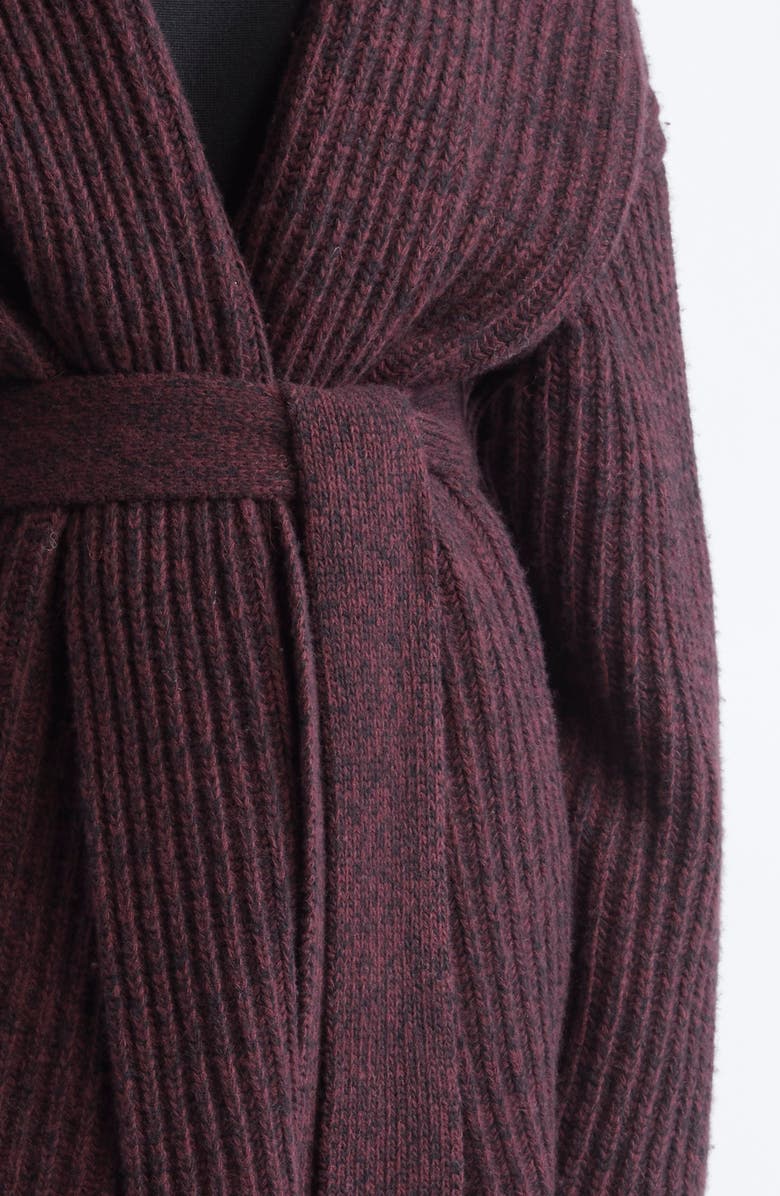 ZANKOV Paulina Rib Merino Wool Wrap Cardigan, Alternate, color, Black/ Gamay