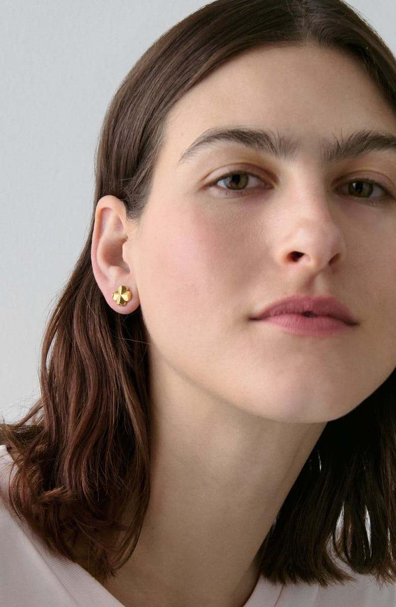Kate Spade New York spade flower stud earrings, Alternate, color, Gold.