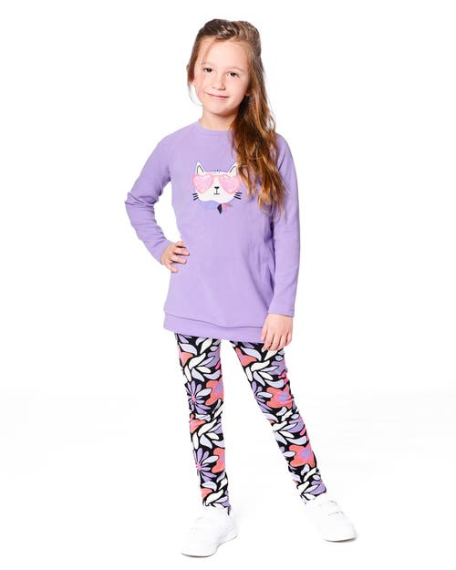 Deux Par Deux Super Softtunic Tee With Graphic In Purple