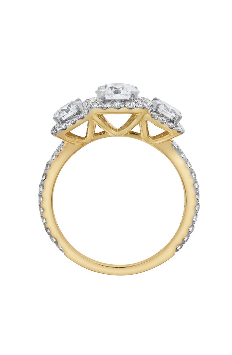 LuvMyJewelry Regalia 14K Gold Round Cut Lab Grown Diamond Halo Trinity Ring - 2 ct, Alternate, color, 14K Yellow Gold