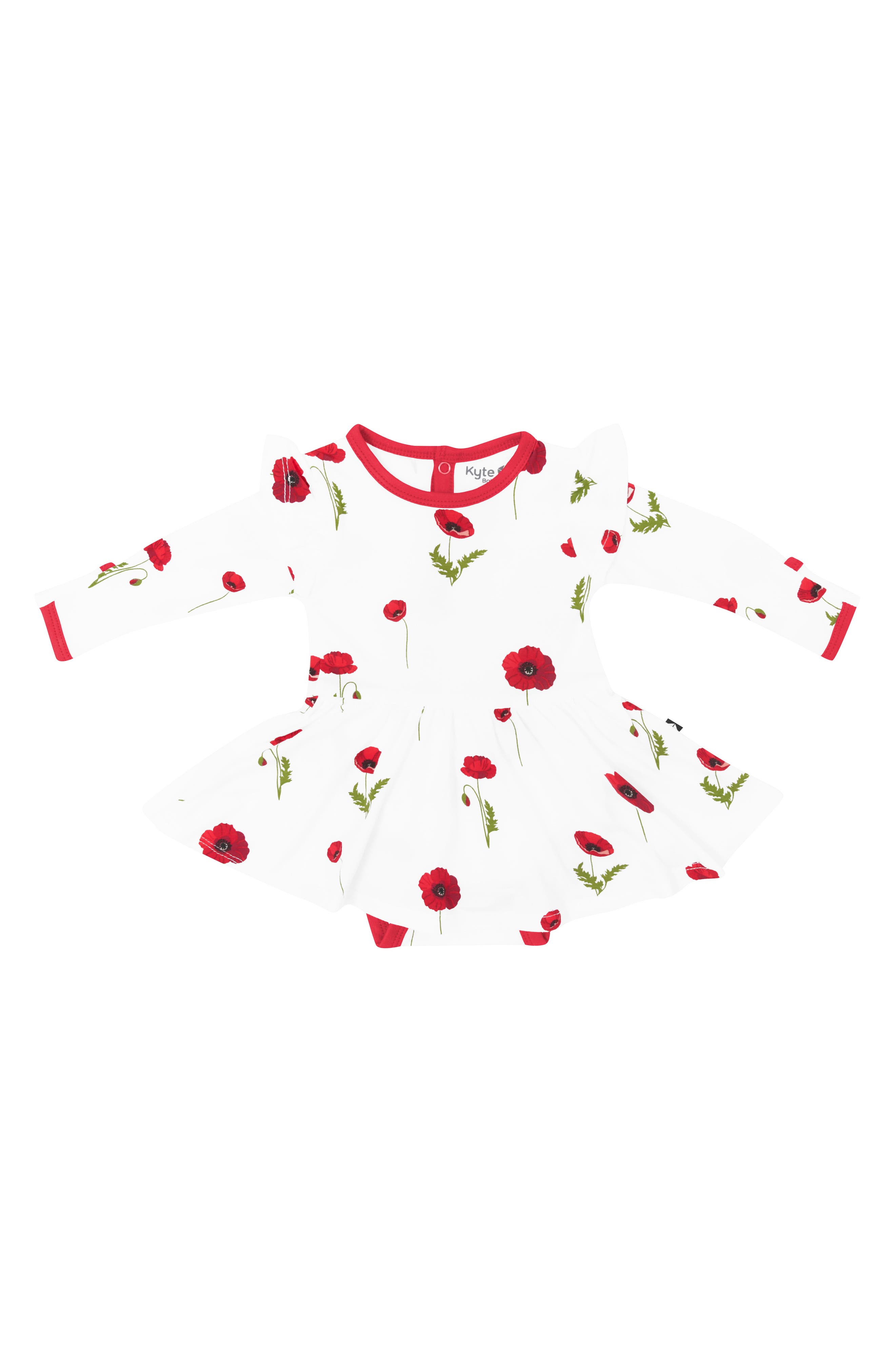 Kyte BABY Cloud Poppies Long Sleeve Skirted Bodysuit