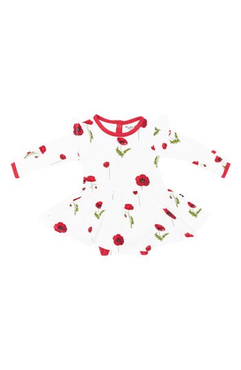 Kyte Baby Cloud Poppies Long Sleeve Skirted Bodysuit In Multi