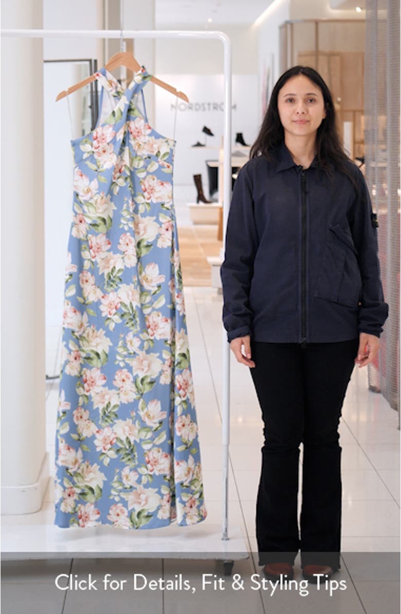 Laurant Floral Halter Gown, sales video thumbnail