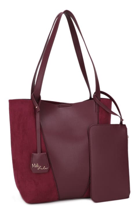 North South Faux Leather Tote