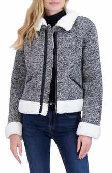 Faux Shearling Sweater Moto Jacket