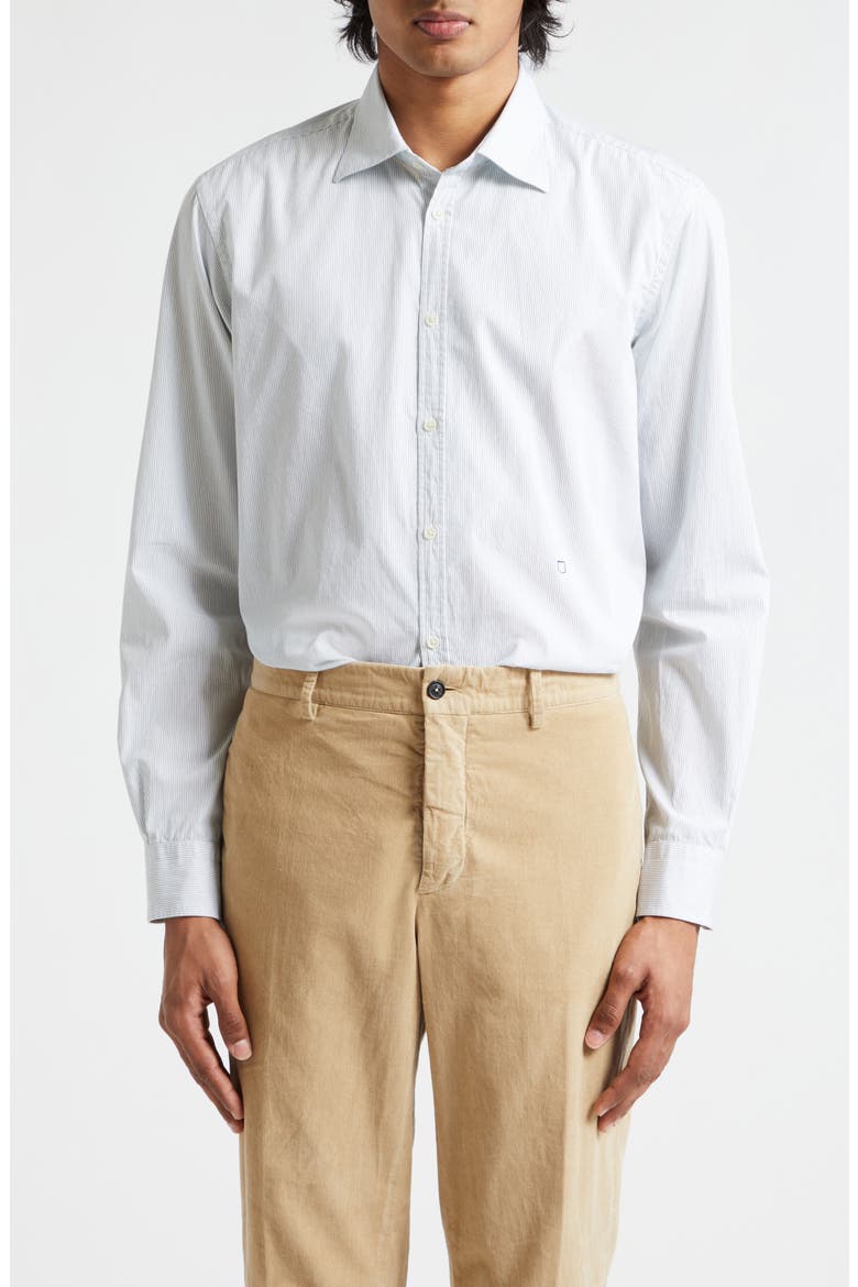 Genova Stripe Button-Up Shirt, Main, color, BIANCO