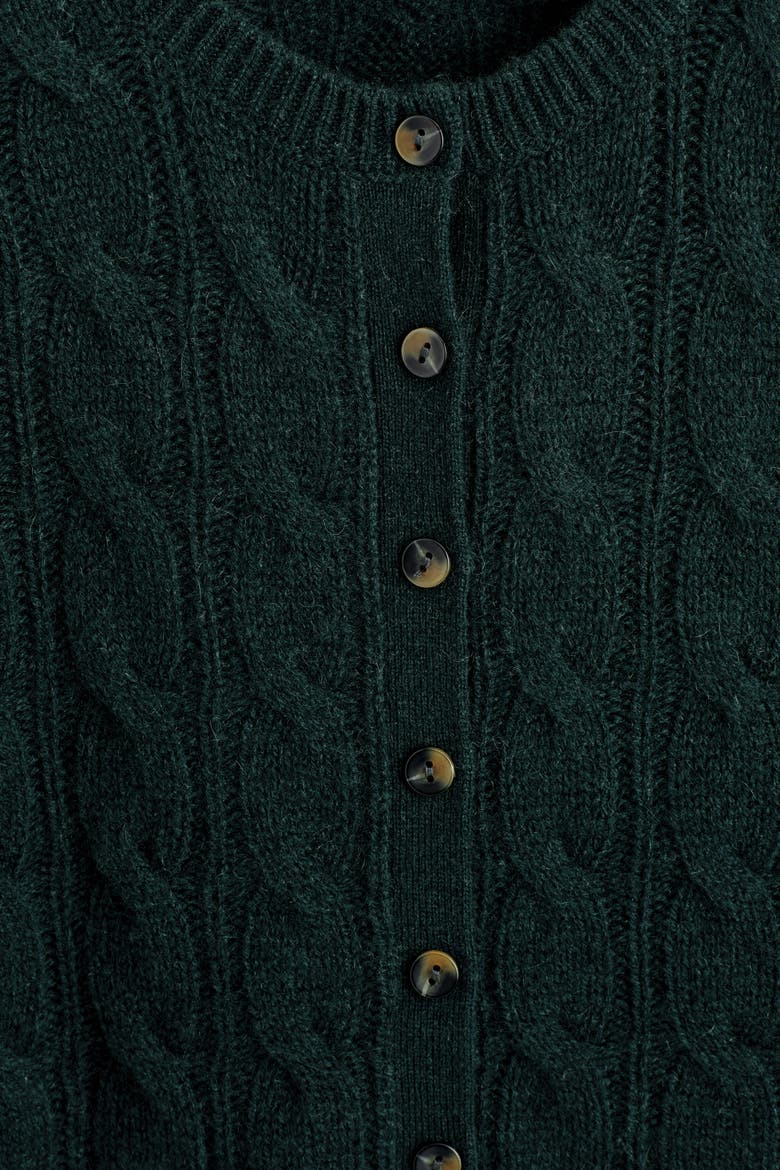 Cable-knit Cashmere Cardigan, Alternate, color, DARK GREEN