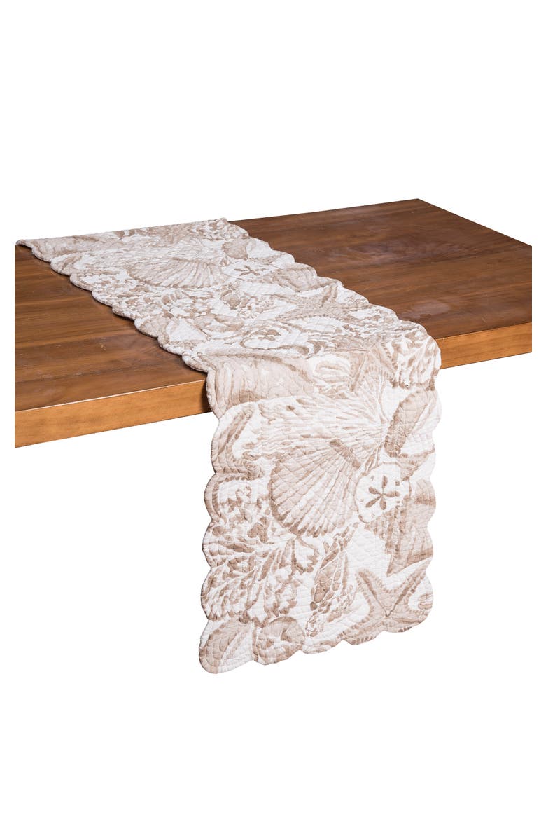 C&F Home Barley Coast Shells Reversible Quilt Table Runner 14" x 51", Alternate, color, Brown