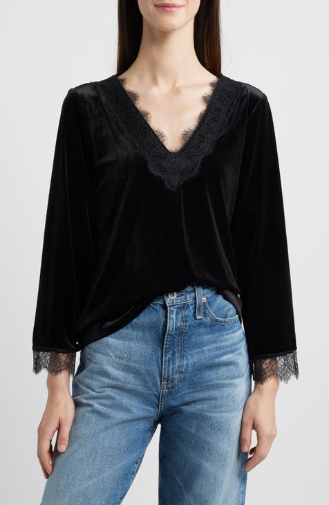 NEW Backless Lace Trim 2024 Chiffon Blouse