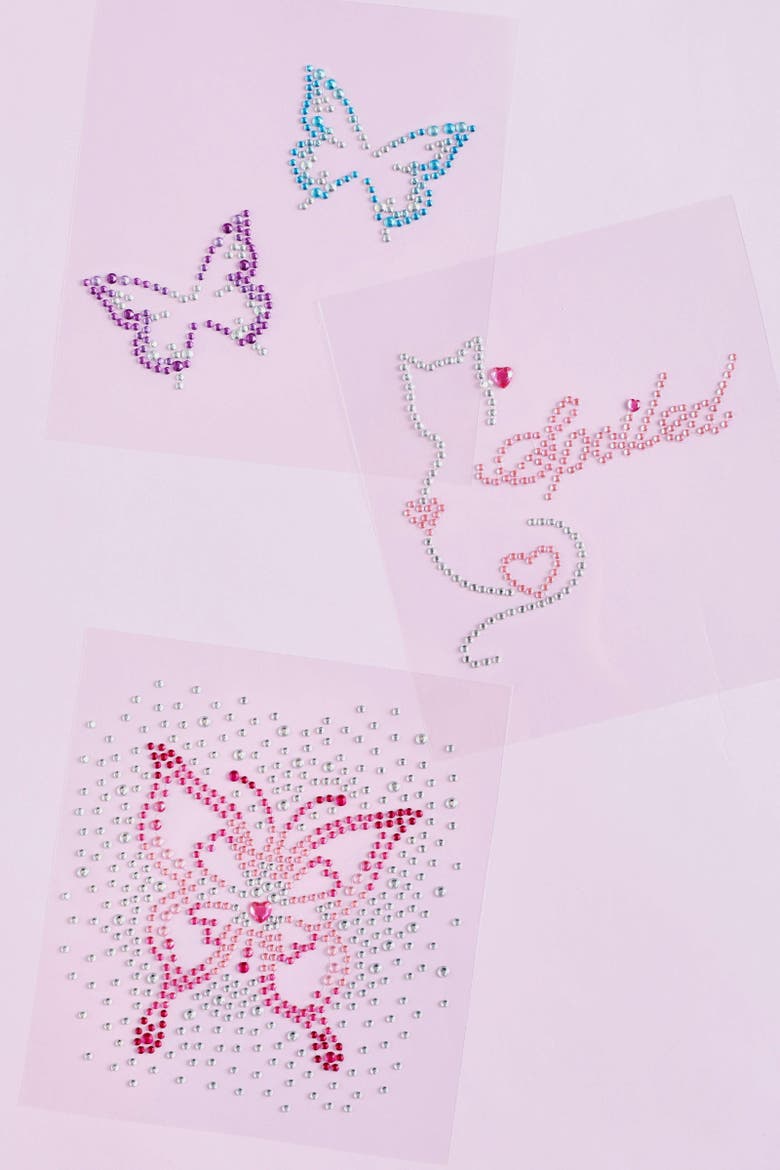 Butterfly Girl Rhinestone Tattoo Set, Alternate, color, Pink