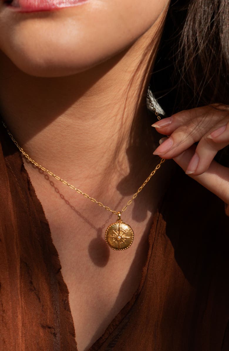 Dower & Hall True North Diamond Locket, Alternate, color, Yellow Gold Vermeil