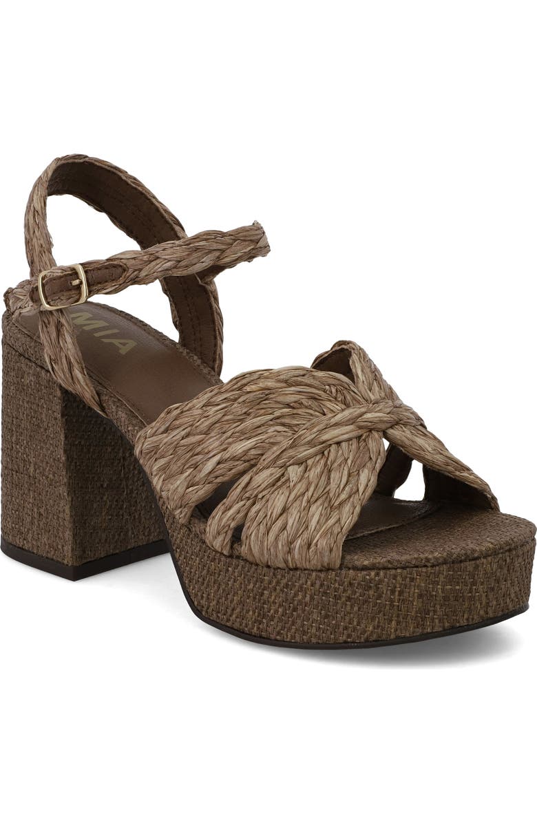 MIA Ankle Strap Platform Sandal, Main, color, Brown