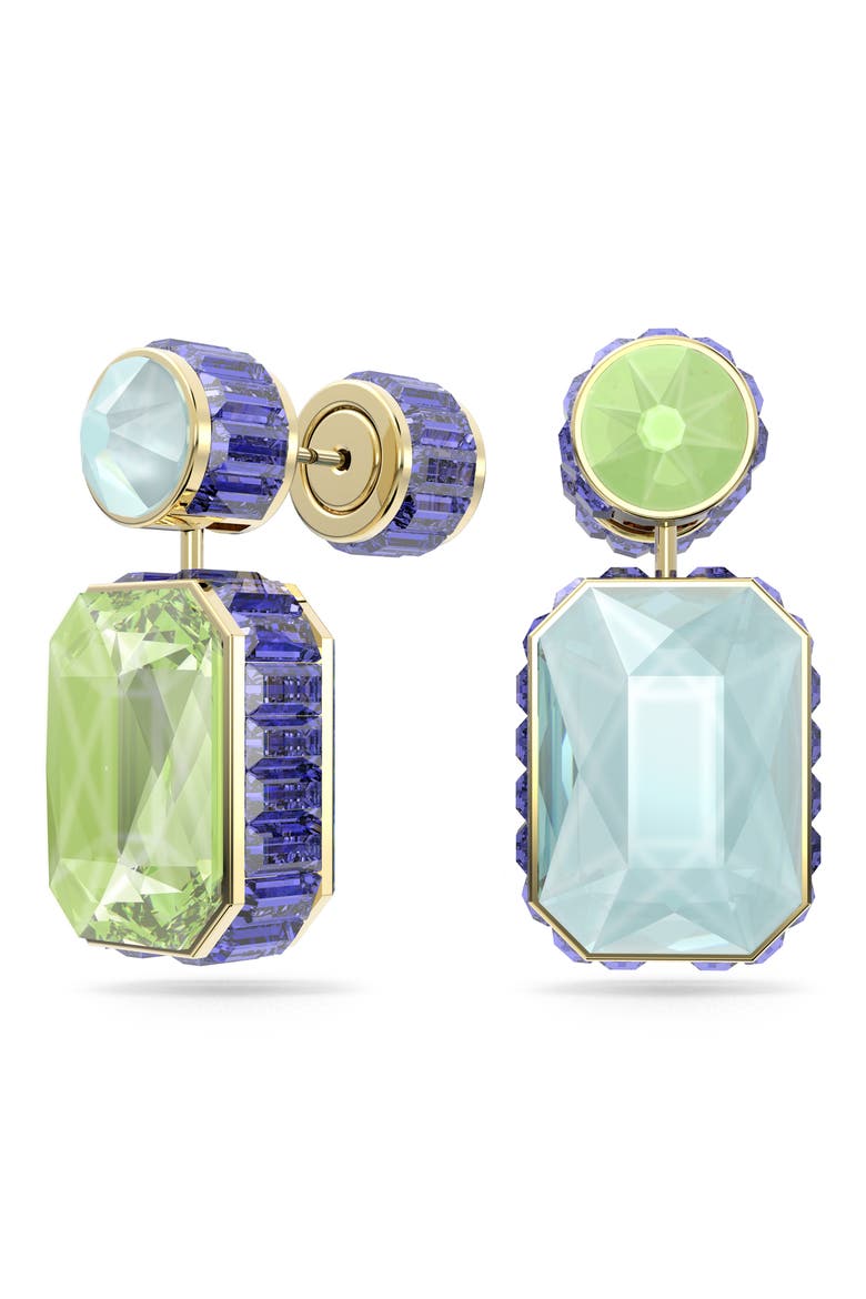 Chroma Swarovski Mismatched Crystal Drop Earrings, Alternate, color, GREEN