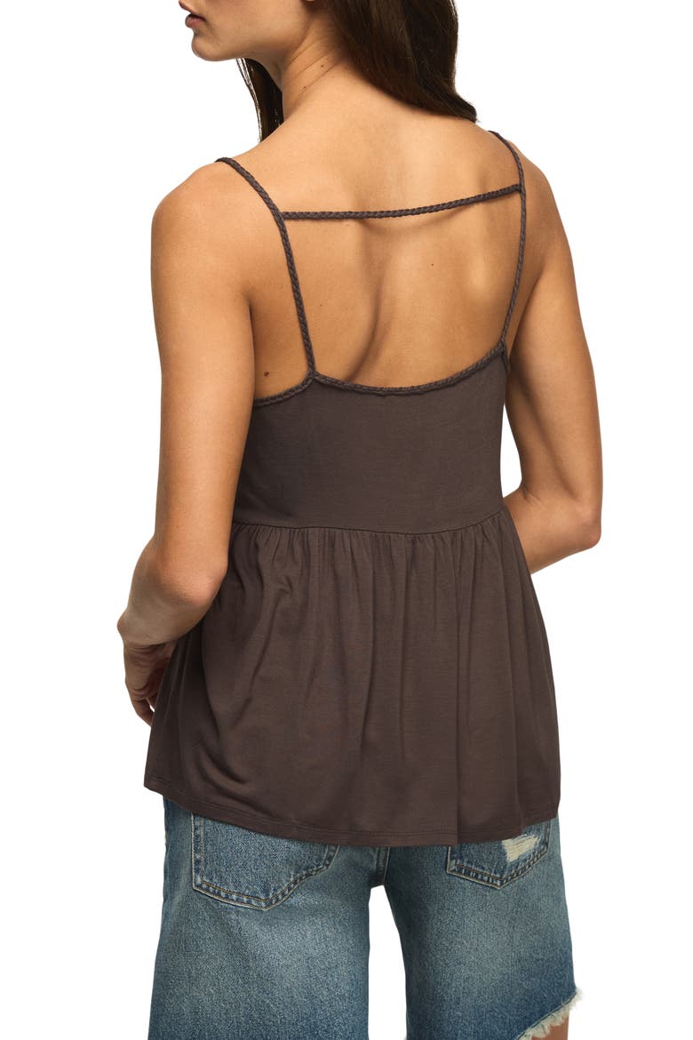 Sandwash Braided Strap Babydoll Camisole, Alternate, color, RAVEN