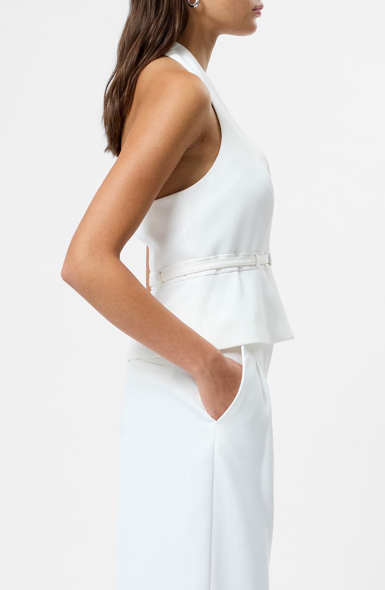 French Connection Harry Belted Suiting Halter Top, Alternate, color, Summer White