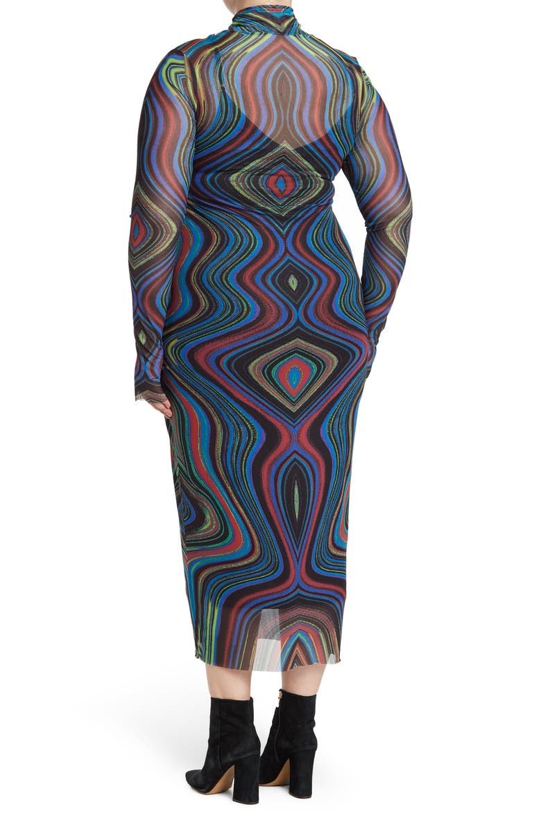 AFRM Shailene Long Sleeve Mesh Midi Dress, Alternate, color, 
