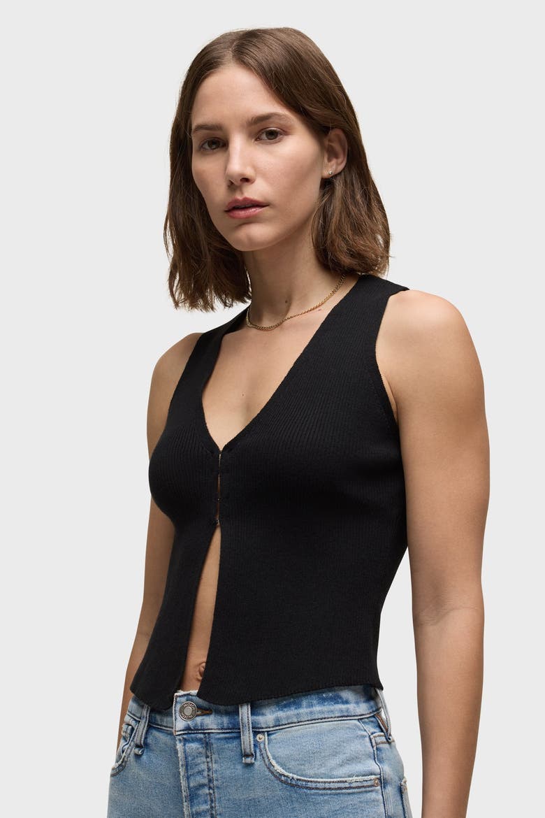 sleeveless v-neck sweater, Alternate, color, black