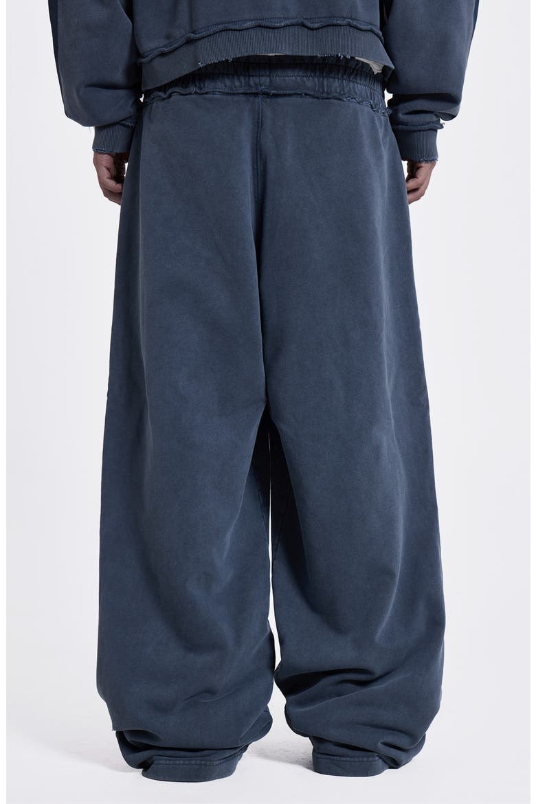 Oversize Sporty Stripe Denim Wash Cotton Sweatpants, Alternate, color, BLUE