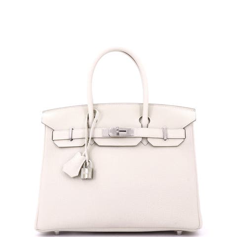 Birkin Handbag Light Clemence with Palladium Hardware 30