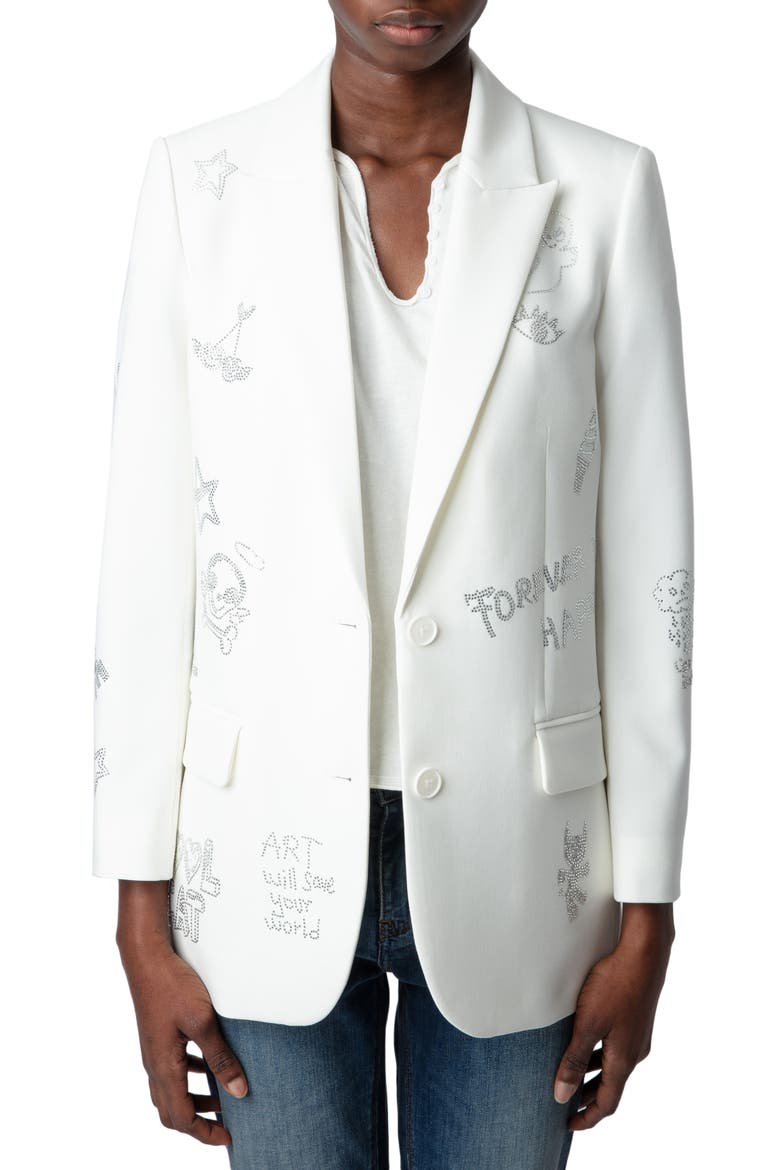 Viva Multistrass Embellished Blazer, Main, color, JUDO