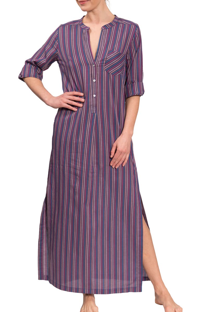 Everyday Ritual Tracey Cotton Caftan, Main, color, Purple Grey