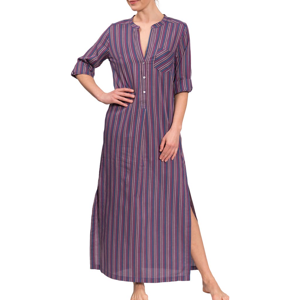 Everyday Ritual Tracey Cotton Caftan In Purple Grey
