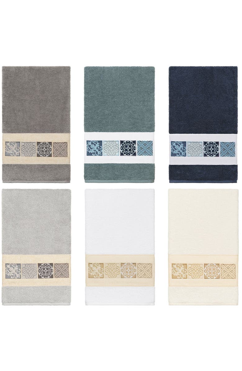 Linum Home Textiles Vivian Embellished Bath Towel - Cream, Alternate, color, Cream